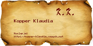 Kopper Klaudia névjegykártya